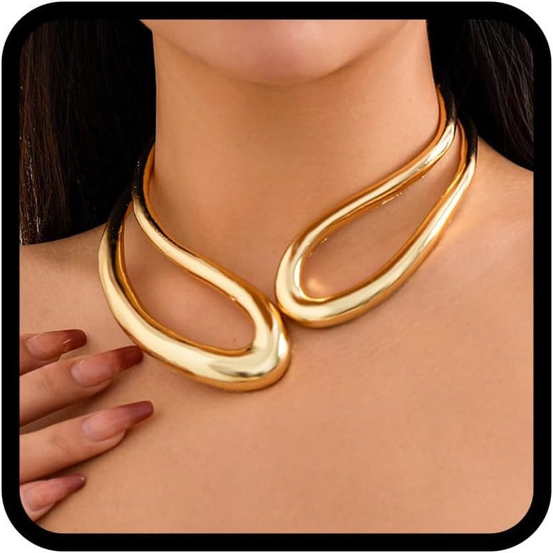 TWINKLEDE Chunky Gold Necklace Statement Choker Collar Necklaces for Women - Image 1